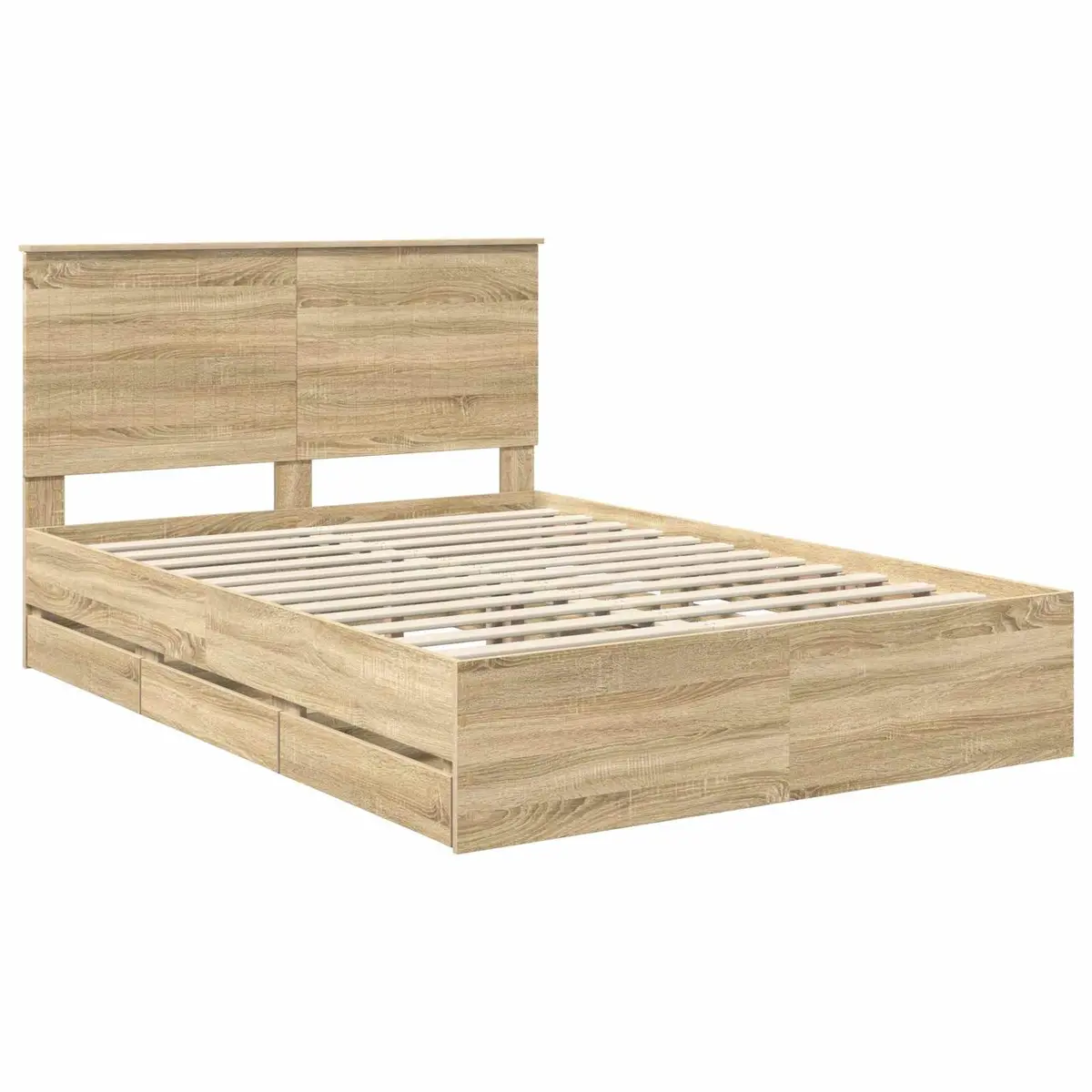 Bed Frame with Drawer Storage, Sonoma Oak