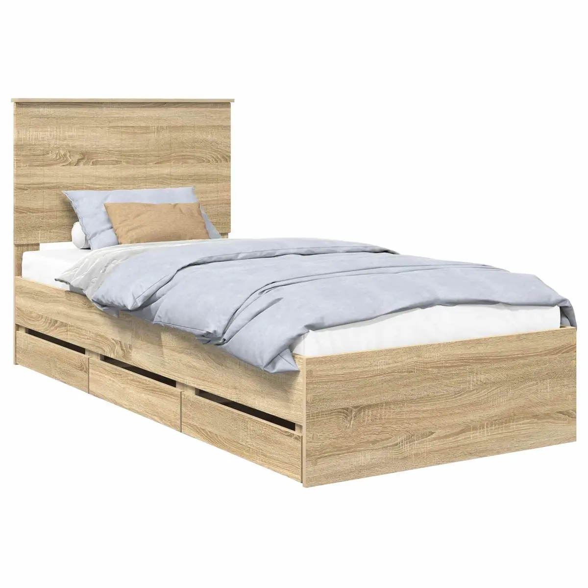 Sonoma Oak Bed Frame with Drawer Storage 90 x 190 cm