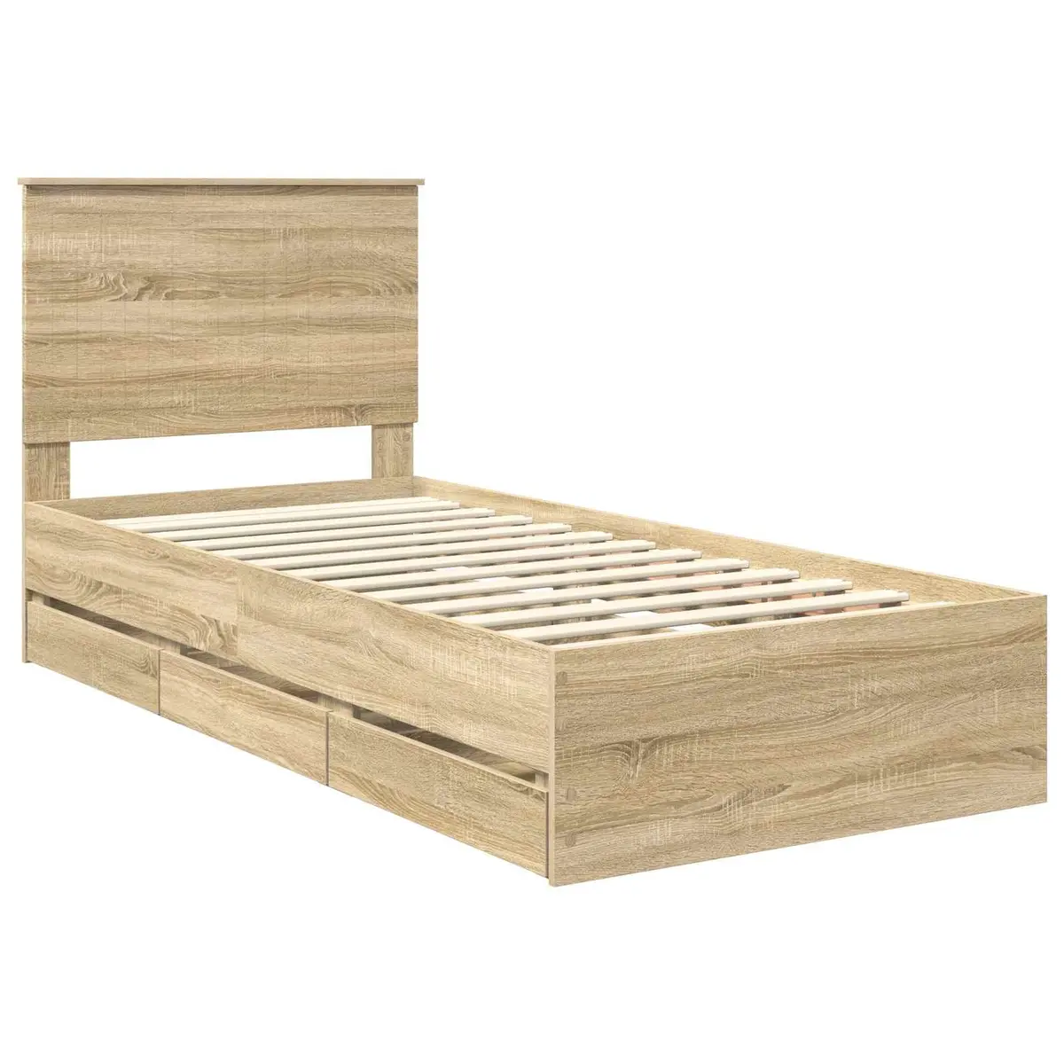 Sonoma Oak Bed Frame with Drawer Storage 90 x 190 cm