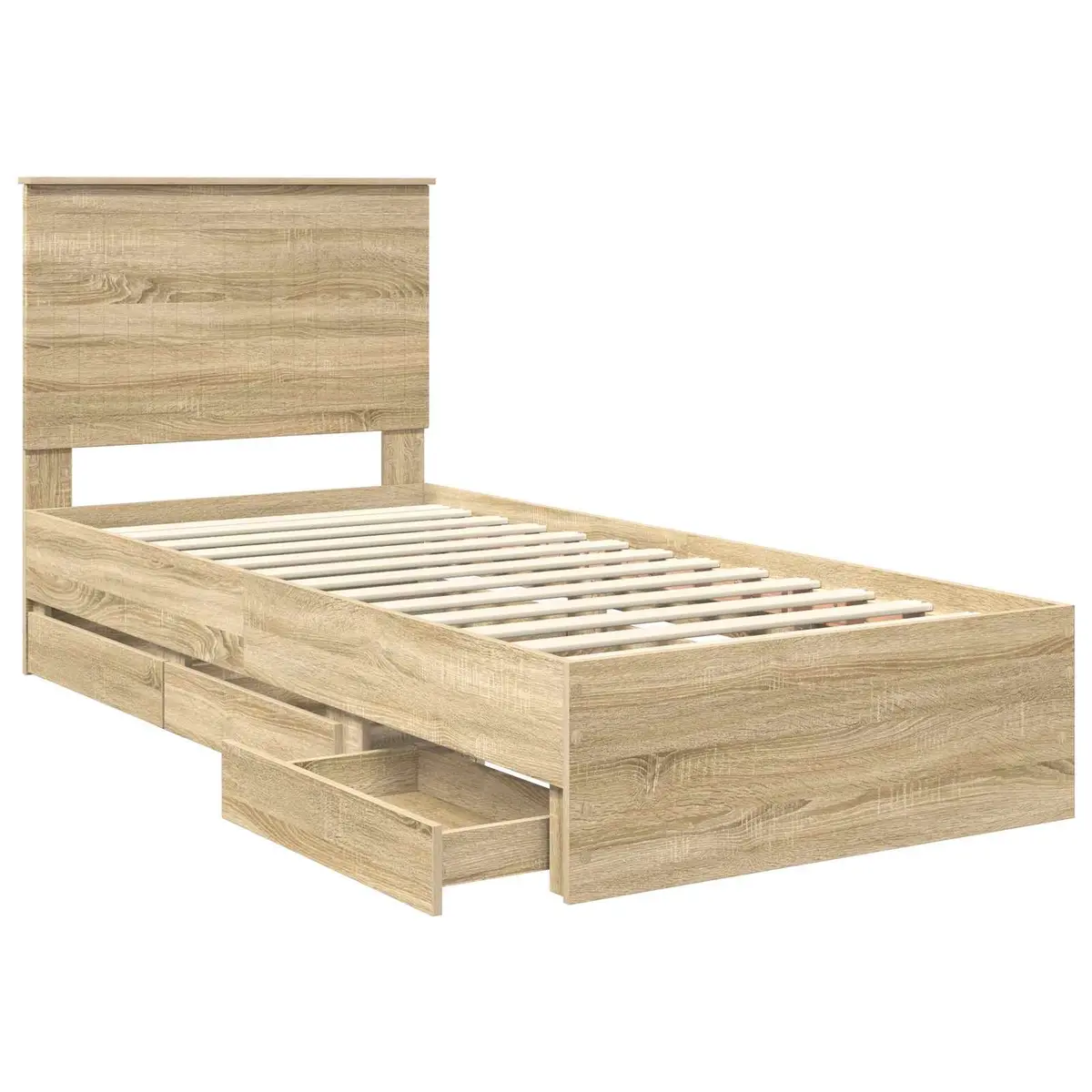 Sonoma Oak Bed Frame with Drawer Storage 90 x 190 cm