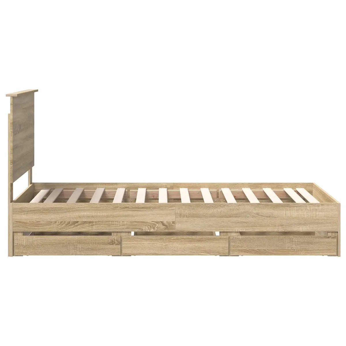 Sonoma Oak Bed Frame with Drawer Storage 90 x 190 cm