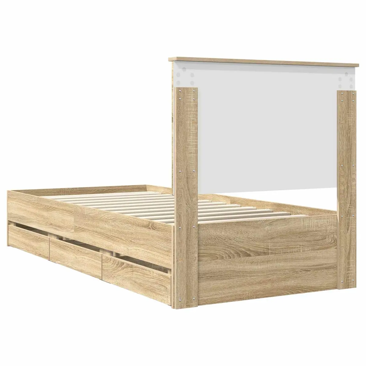 Sonoma Oak Bed Frame with Drawer Storage 90 x 190 cm