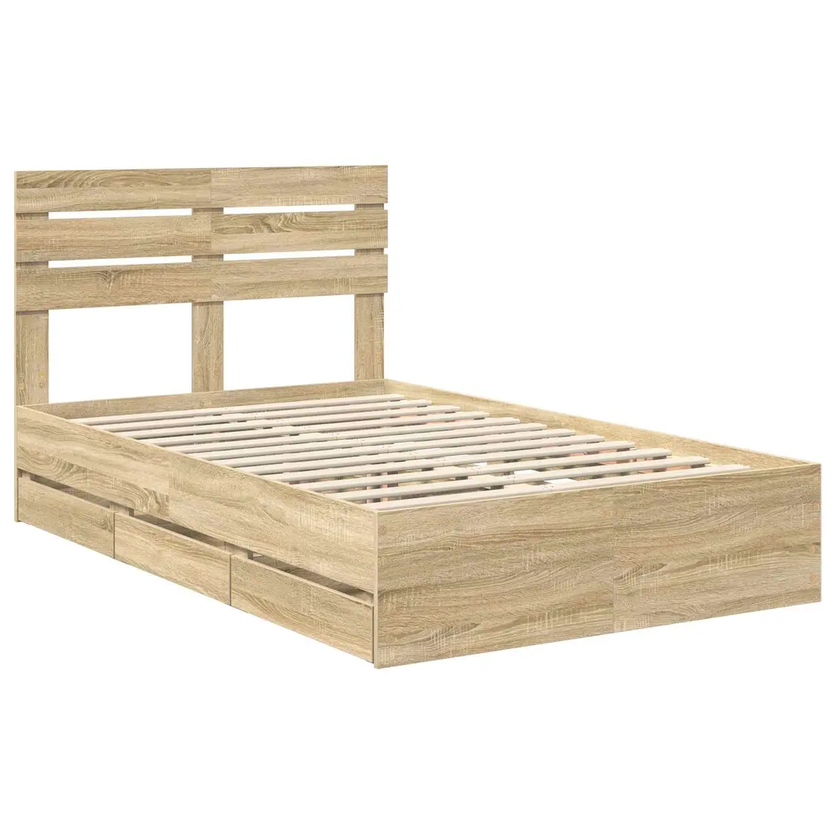 Bed Frame with Storage Drawer Bedroom 135 x 190 cm Modern