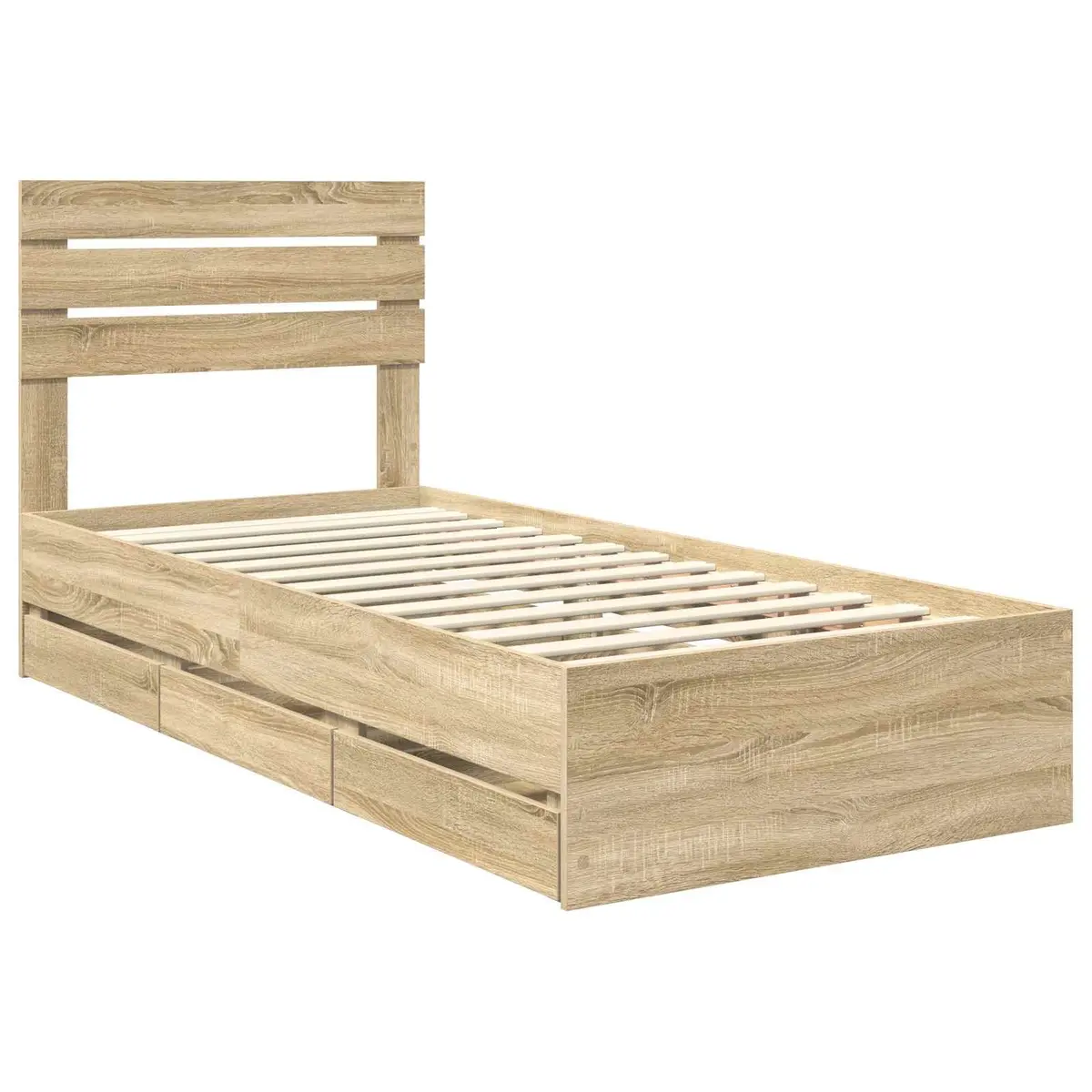 Engineered Wood Bed Frame with Drawer, 90 x 190 cm