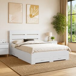 Specifications for White Bed Frame with Drawers 150x200cm
