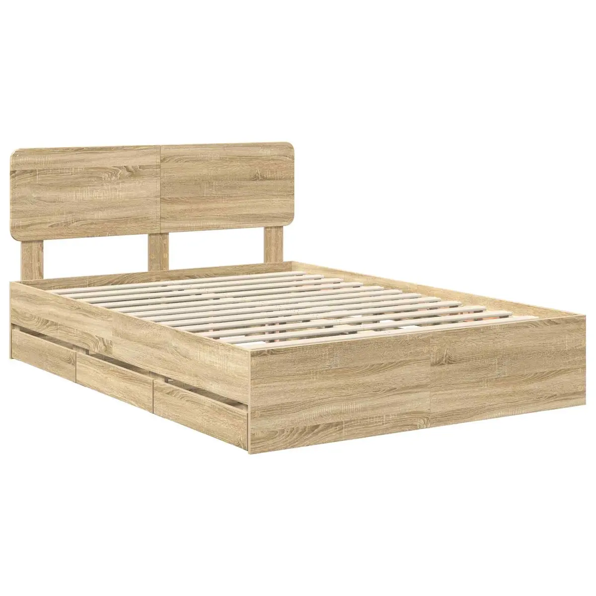 Bed Frame with Storage Drawers Modern Bedroom Furniture Engineered Wood