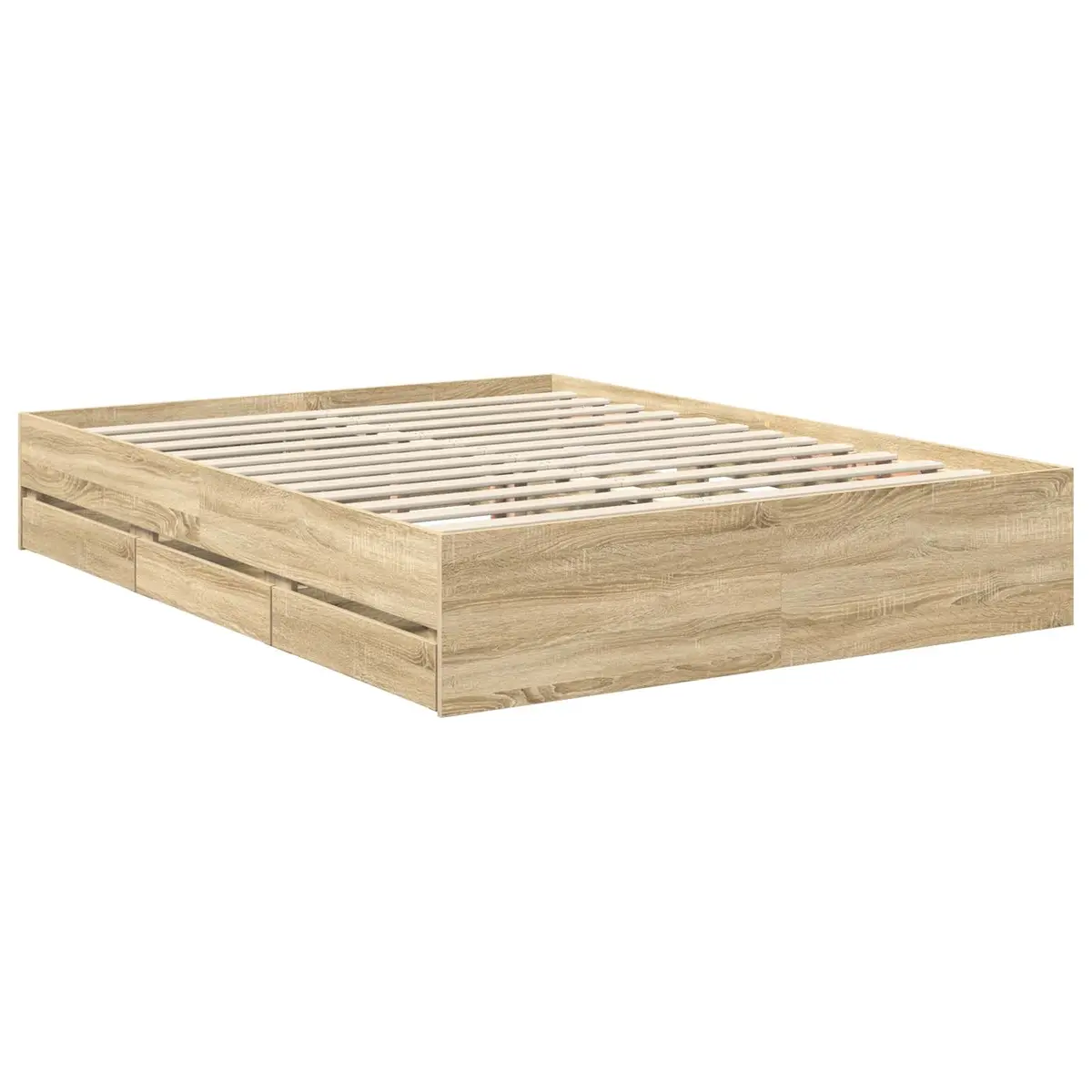 Bed Frame with Storage Drawers Modern Bedroom Furniture Engineered Wood