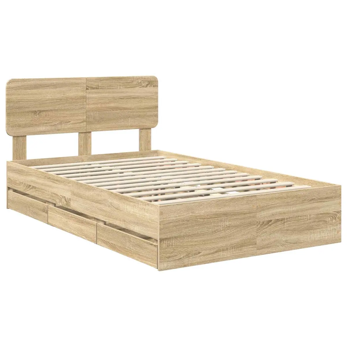 Engineered Wood Bed Frame with Drawers, 135 x 190 cm