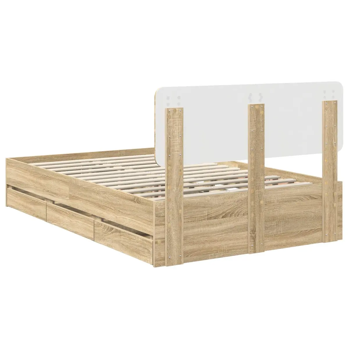 Engineered Wood Bed Frame with Drawers, 135 x 190 cm