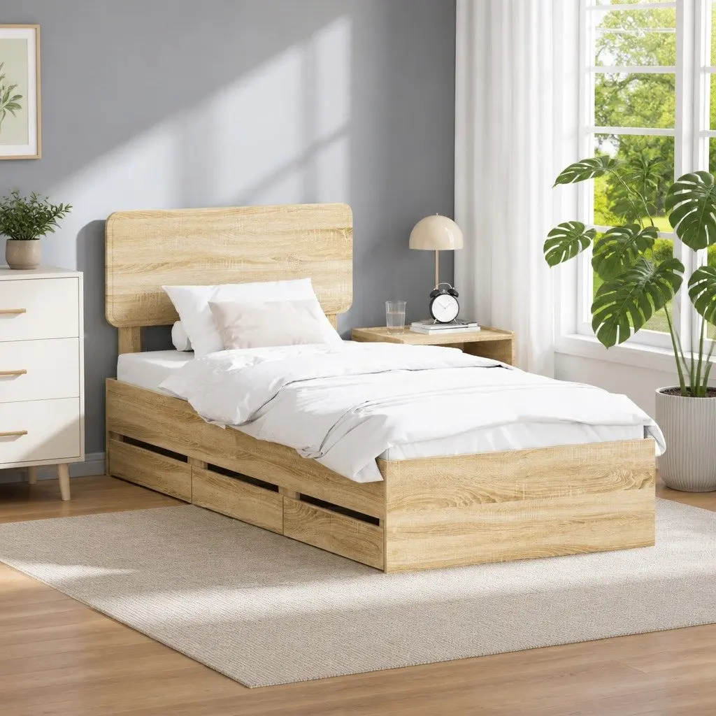 Bed Frame with Storage Drawers 90x190cm