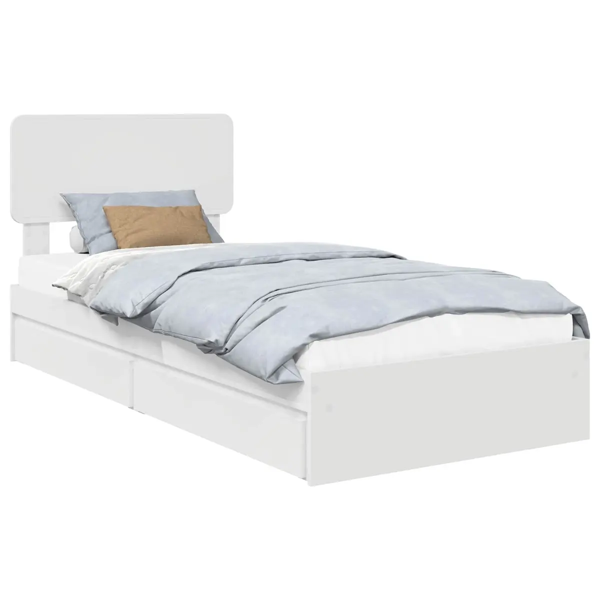 Engineered Wood Storage Bed Frame in White 90 x 190 cm