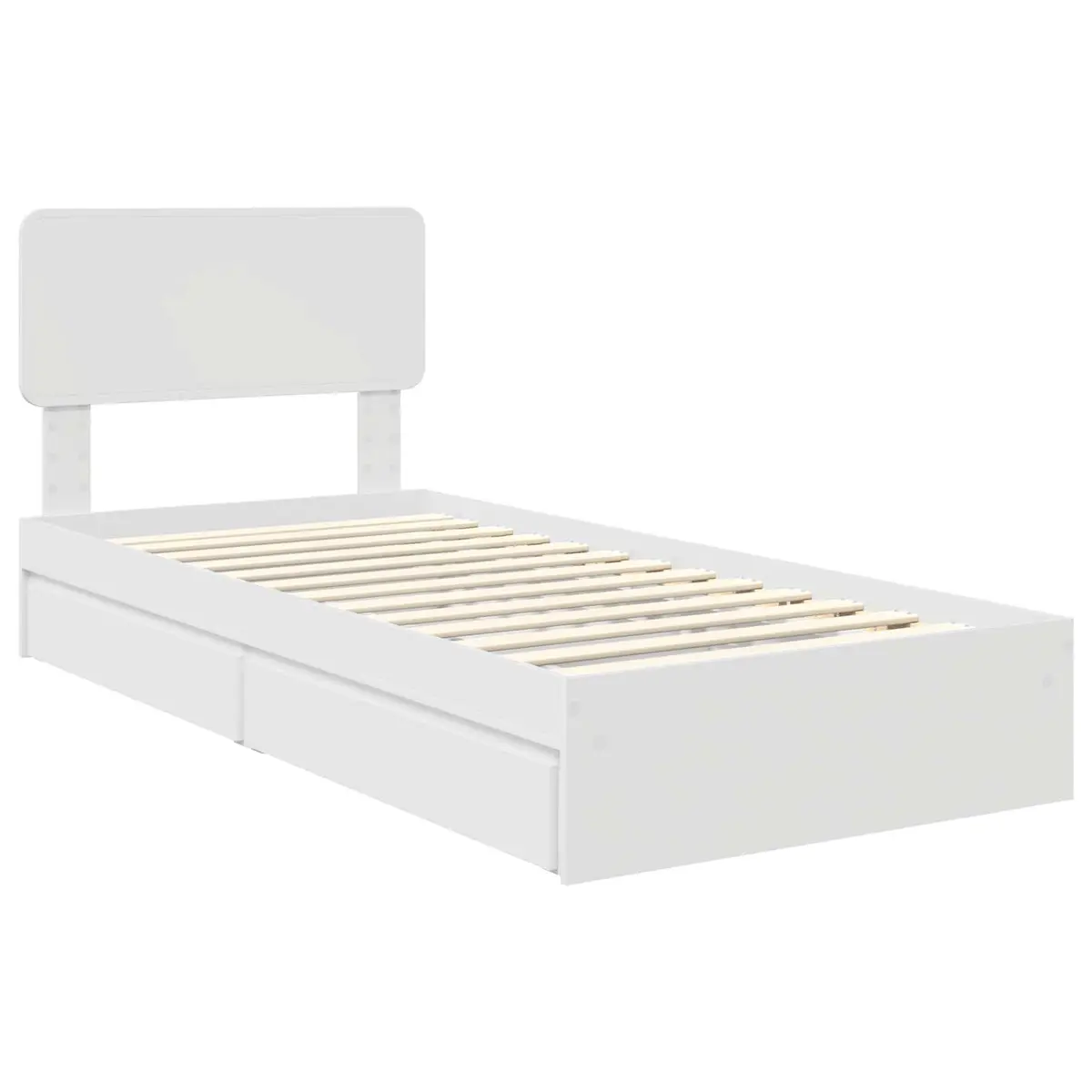 Engineered Wood Storage Bed Frame in White 90 x 190 cm