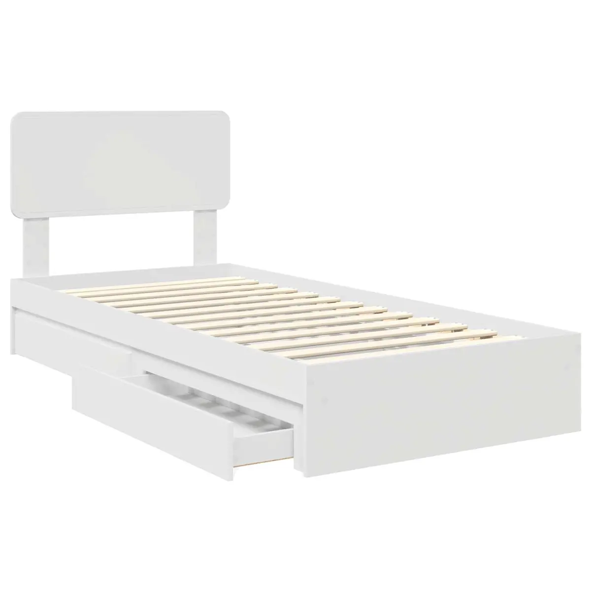 Engineered Wood Storage Bed Frame in White 90 x 190 cm
