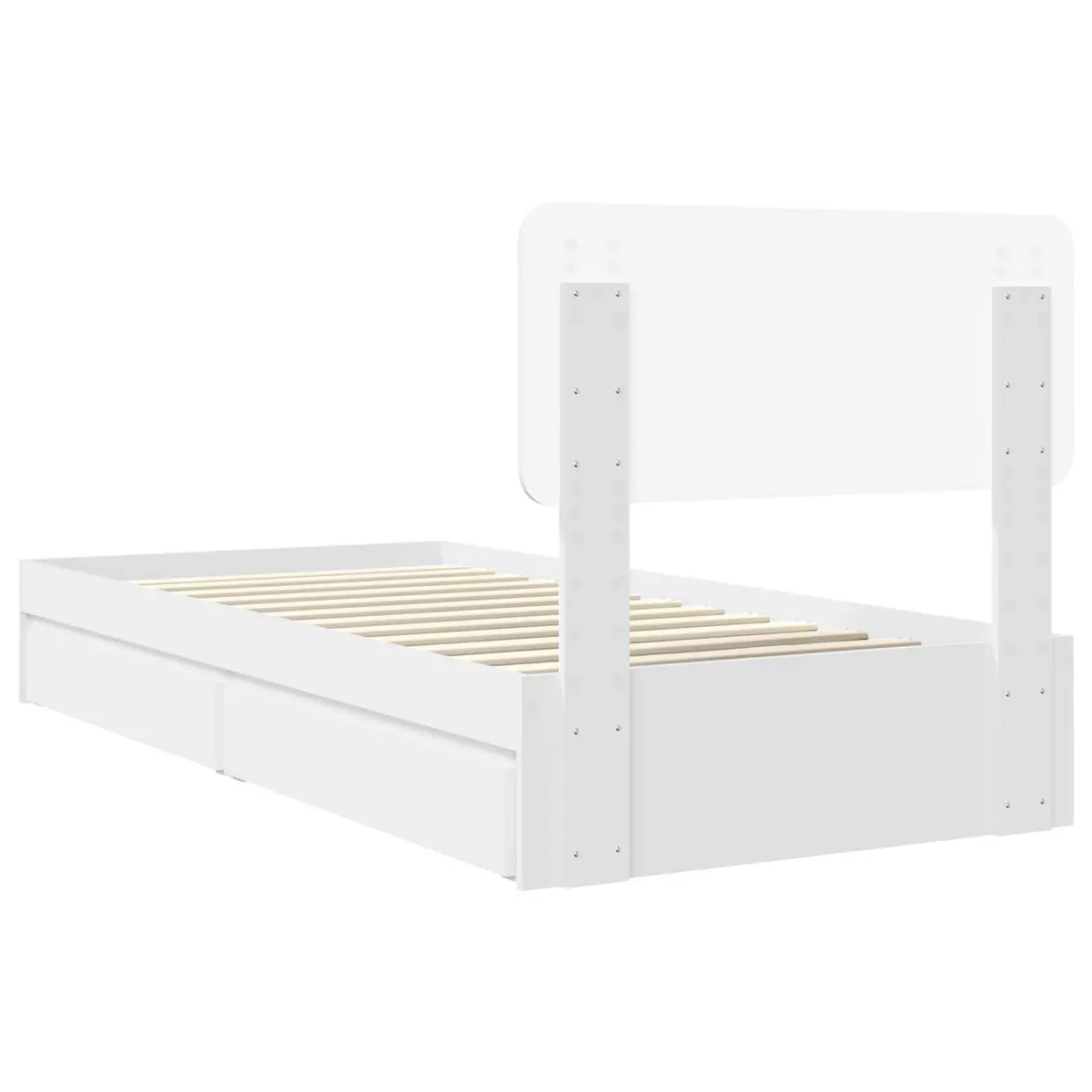Engineered Wood Storage Bed Frame in White 90 x 190 cm