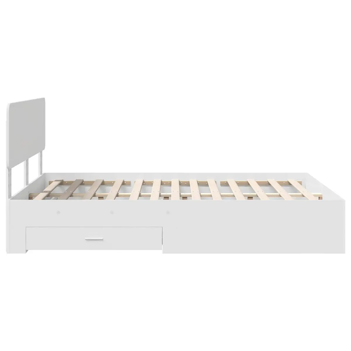 White Bed Frame with Headboard for Bedroom 150 x 200 cm Engineered Wood