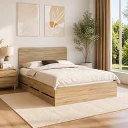 Bed Frame with Drawer Dimensions 150 x 200 cm in Sonoma Oak