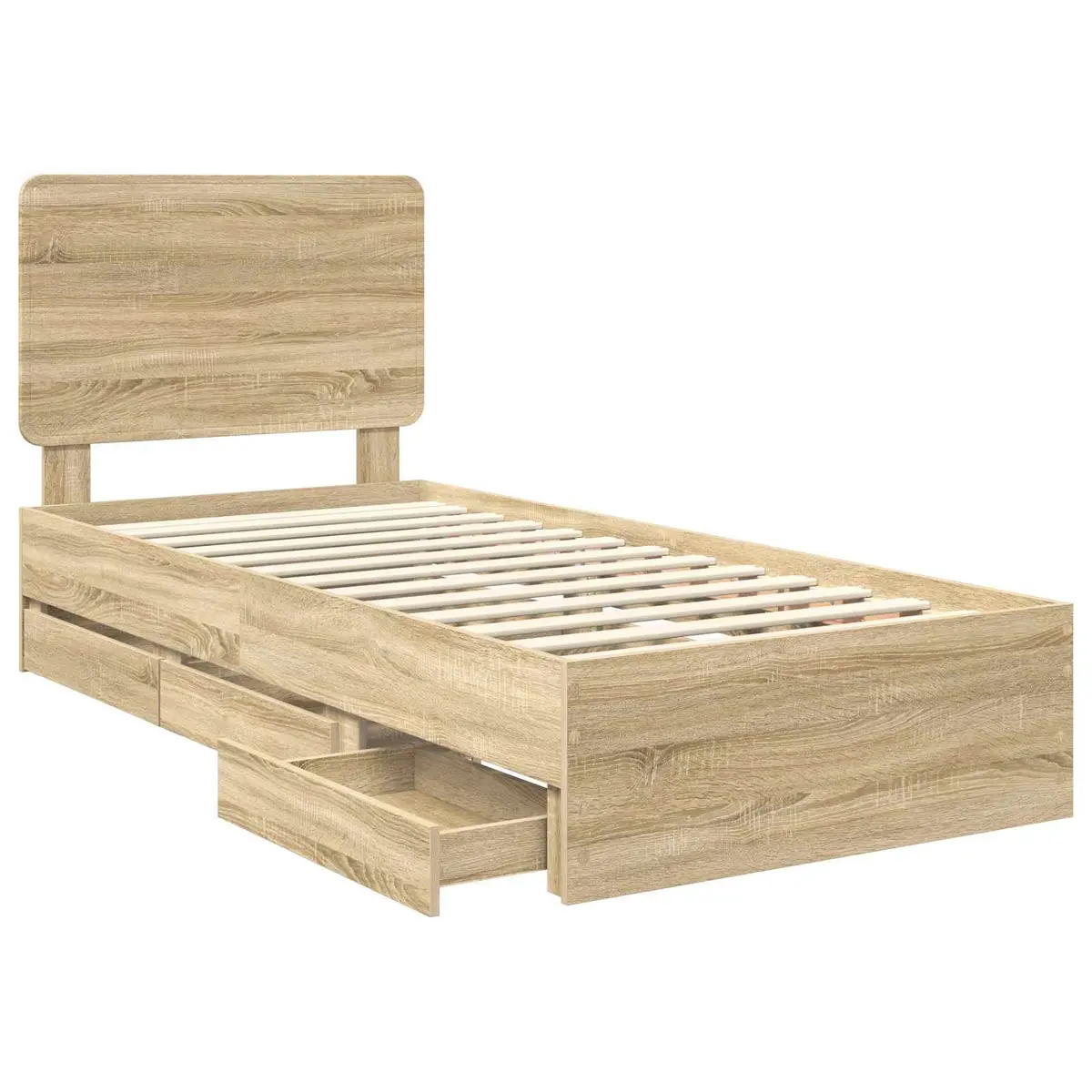 Engineered Wood Bed Frame with Drawer Storage, 90 x 190 cm
