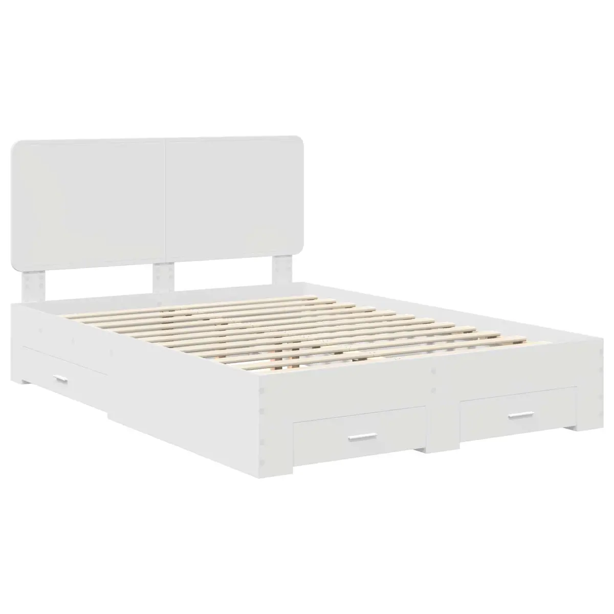 Engineered Wood White Bed Frame with Headboard 150 x 200 cm