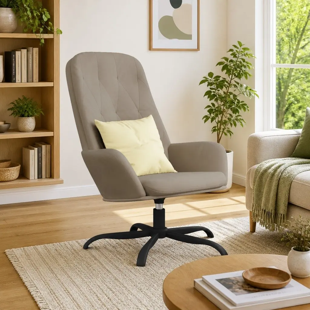 Light Grey Velvet Swivel Arm Chair
