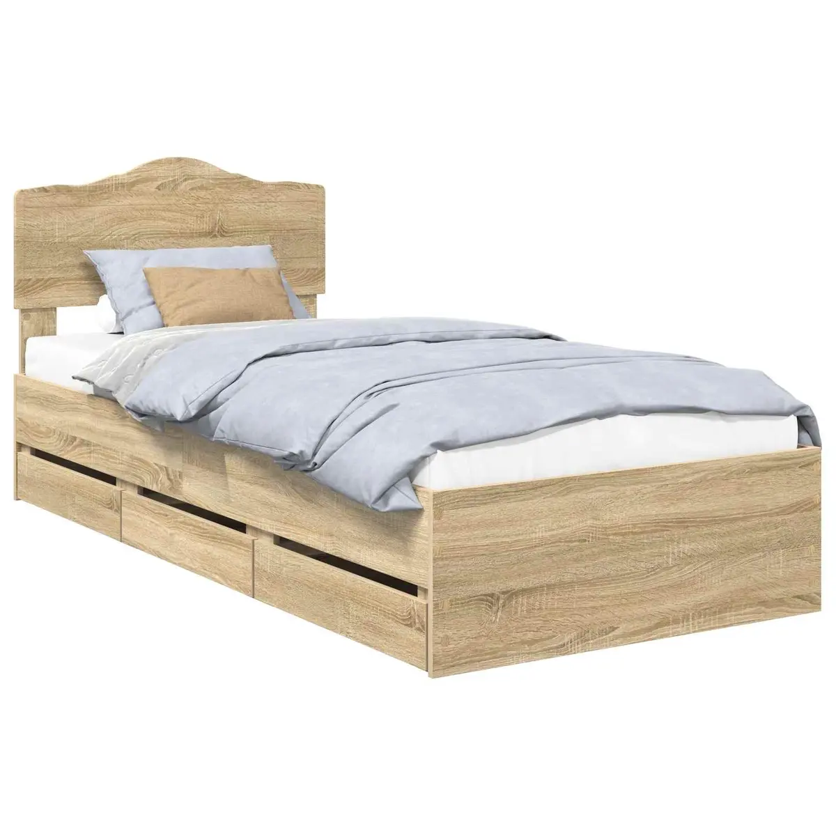 Bed Frame with Storage Drawer Sonoma Oak 90 x 190 cm Engineered Wood Modern