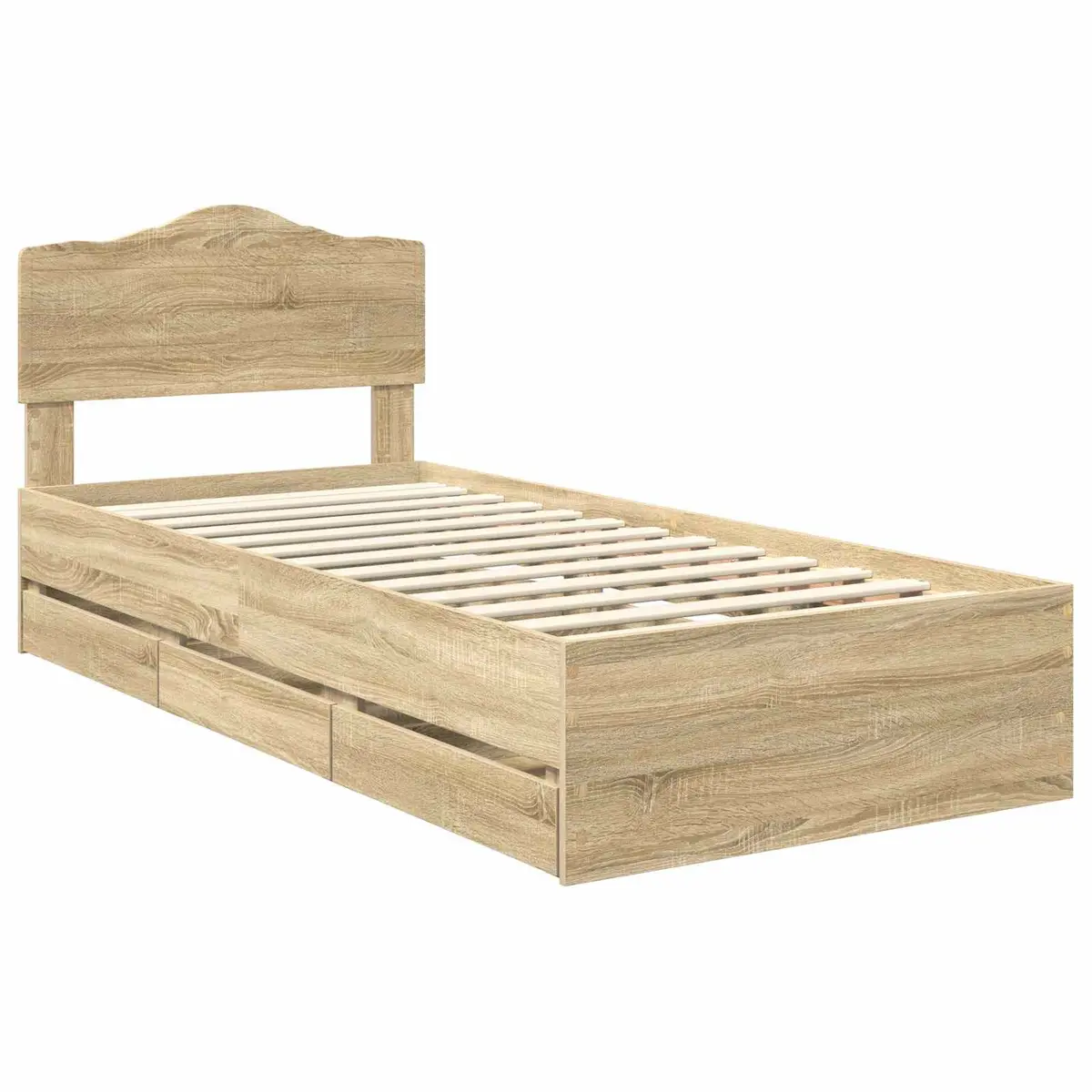 Bed Frame with Storage Drawer Sonoma Oak 90 x 190 cm Engineered Wood Modern
