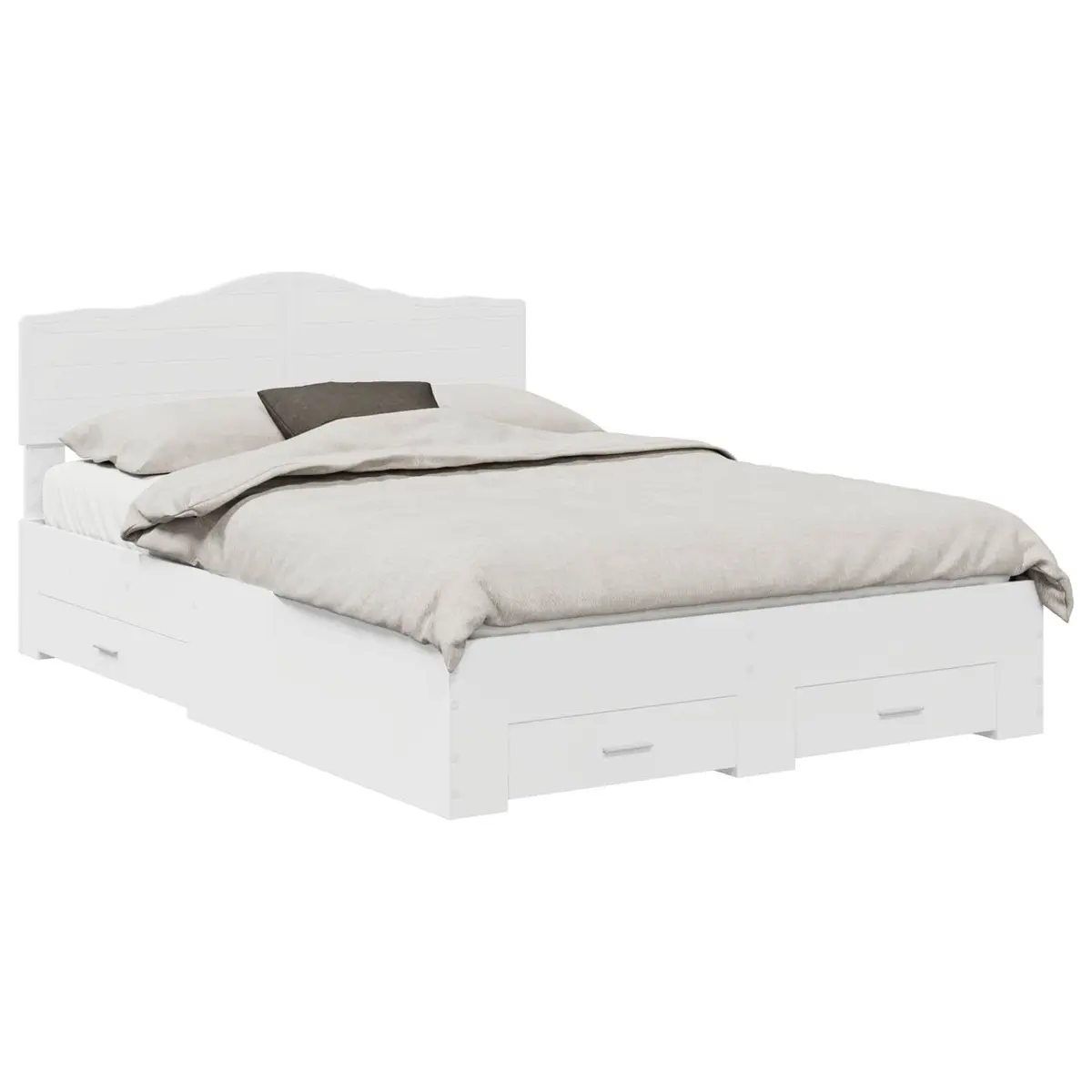 Bed Frame with Headboard and Storage Drawers White 150 x 200 cm Modern Design
