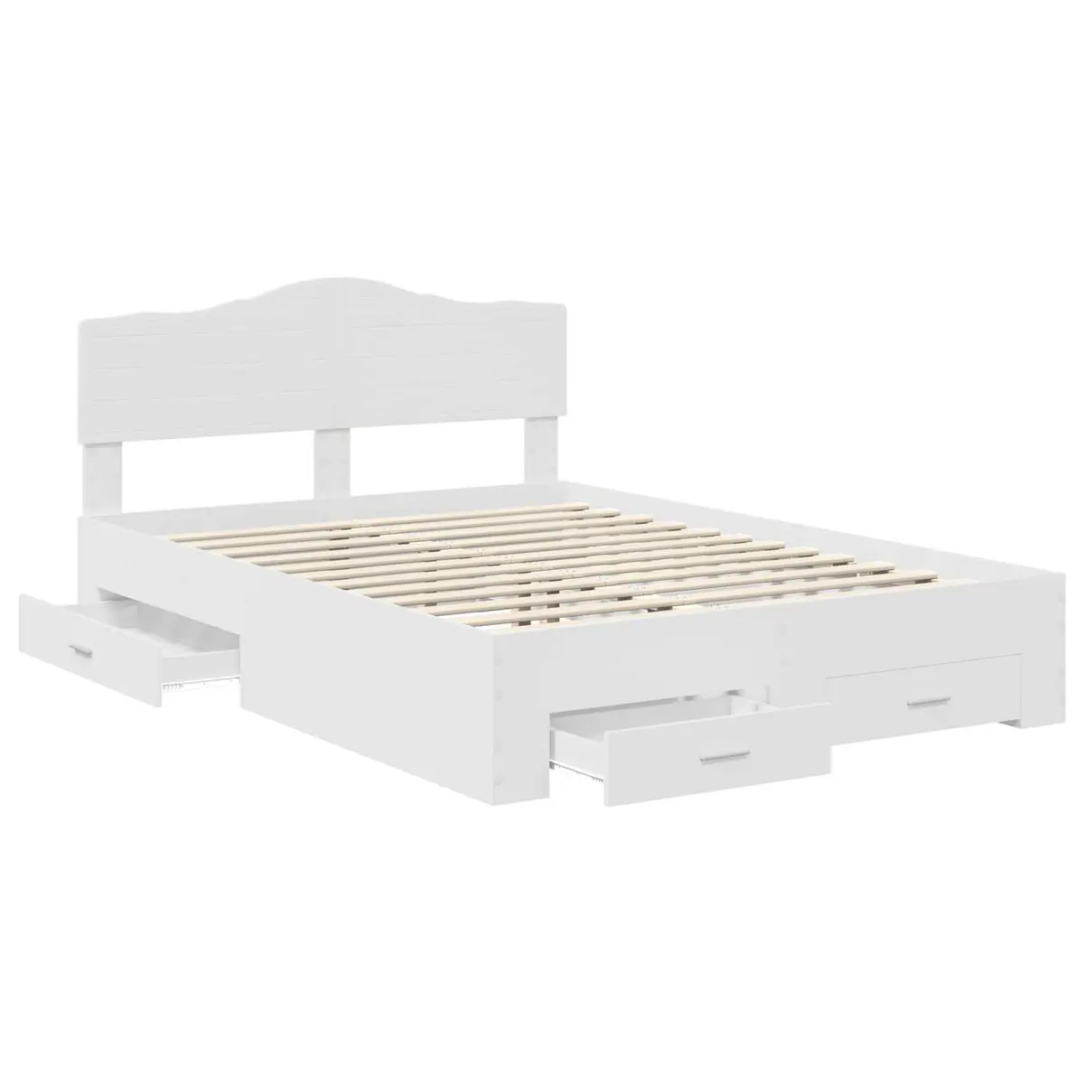 Bed Frame with Headboard and Storage Drawers White 150 x 200 cm Modern Design