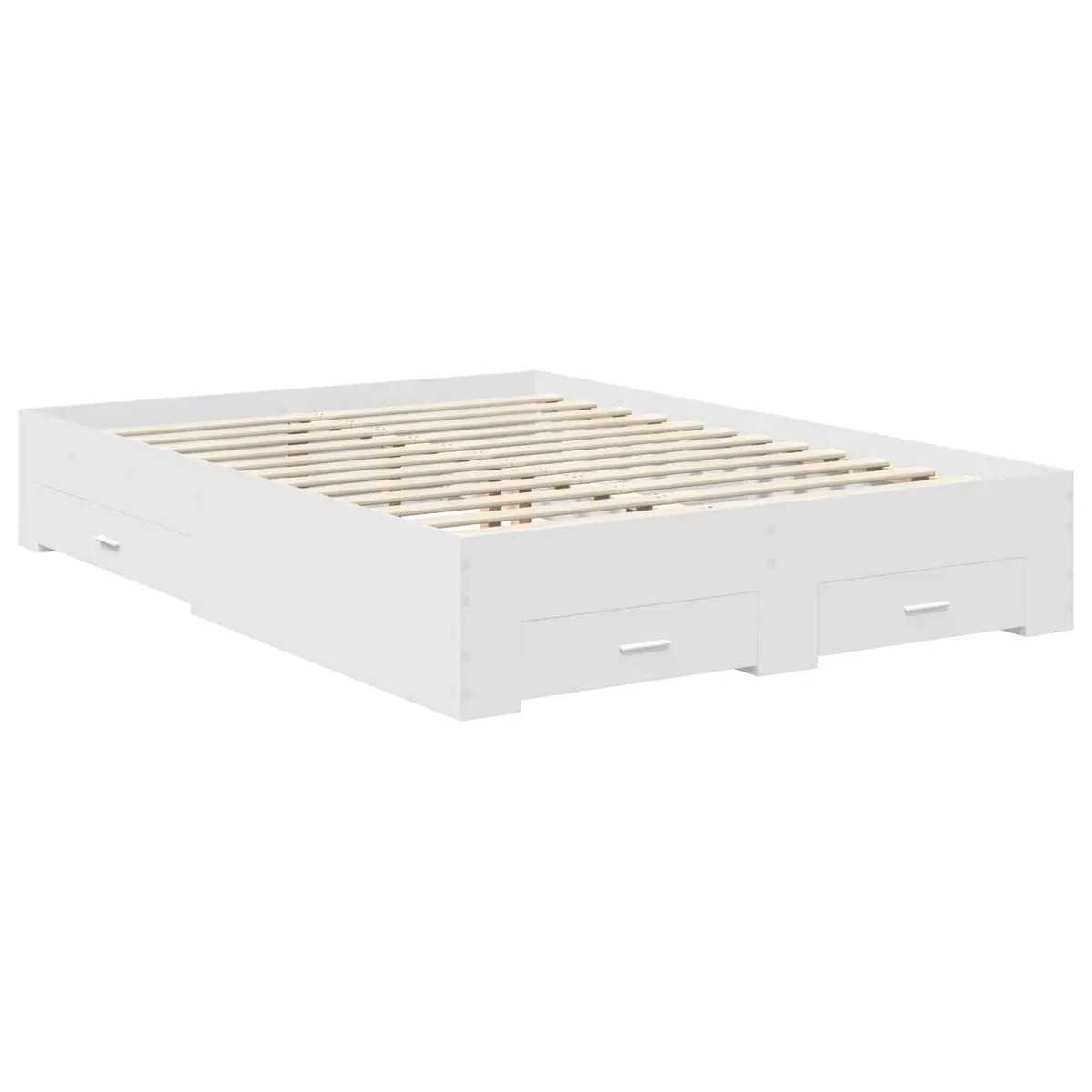 Bed Frame with Headboard and Storage Drawers White 150 x 200 cm Modern Design