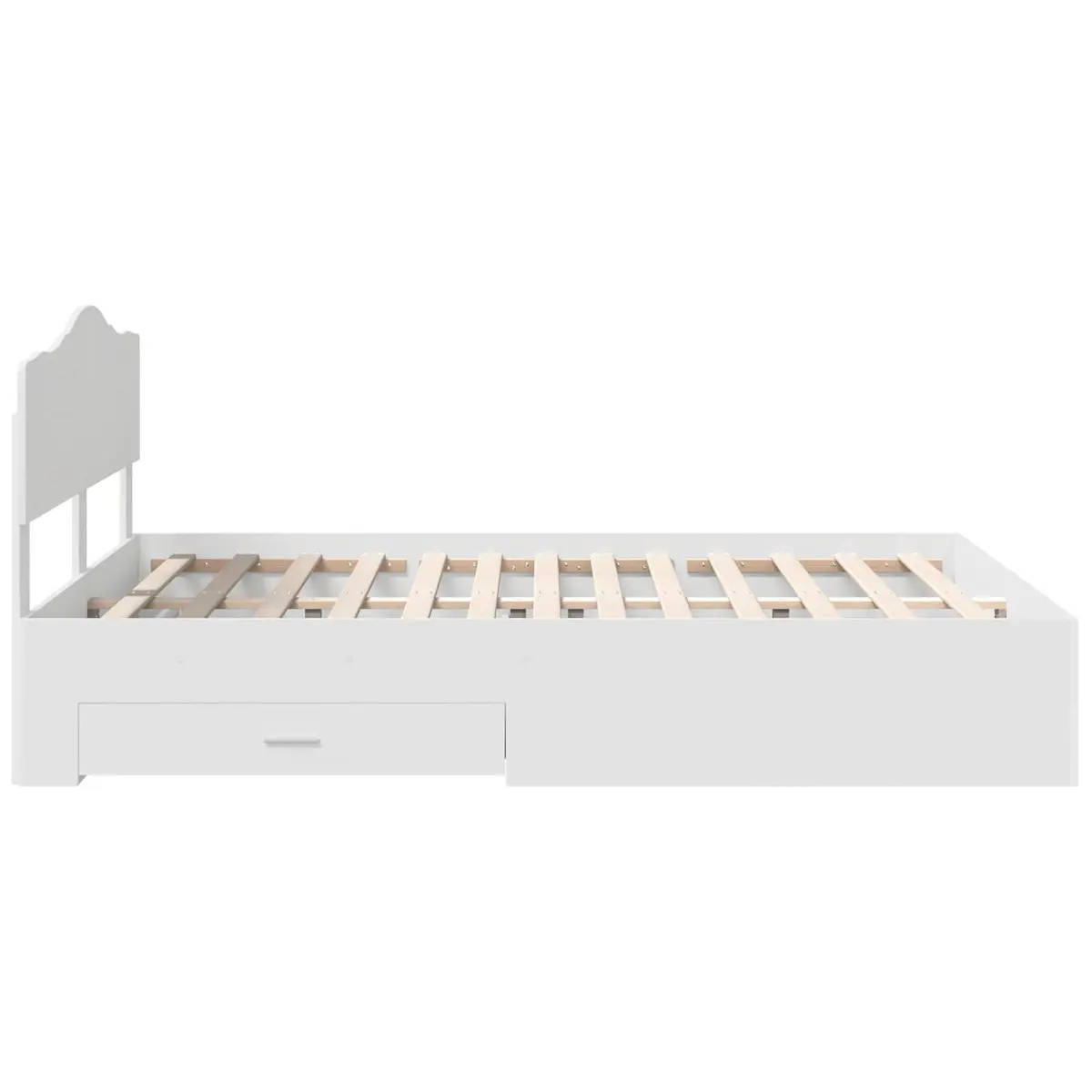 Bed Frame with Headboard and Storage Drawers White 150 x 200 cm Modern Design