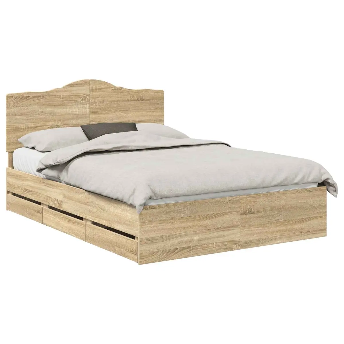 Bed Frame with Storage Drawer Bedroom 150 x 200 cm Brown