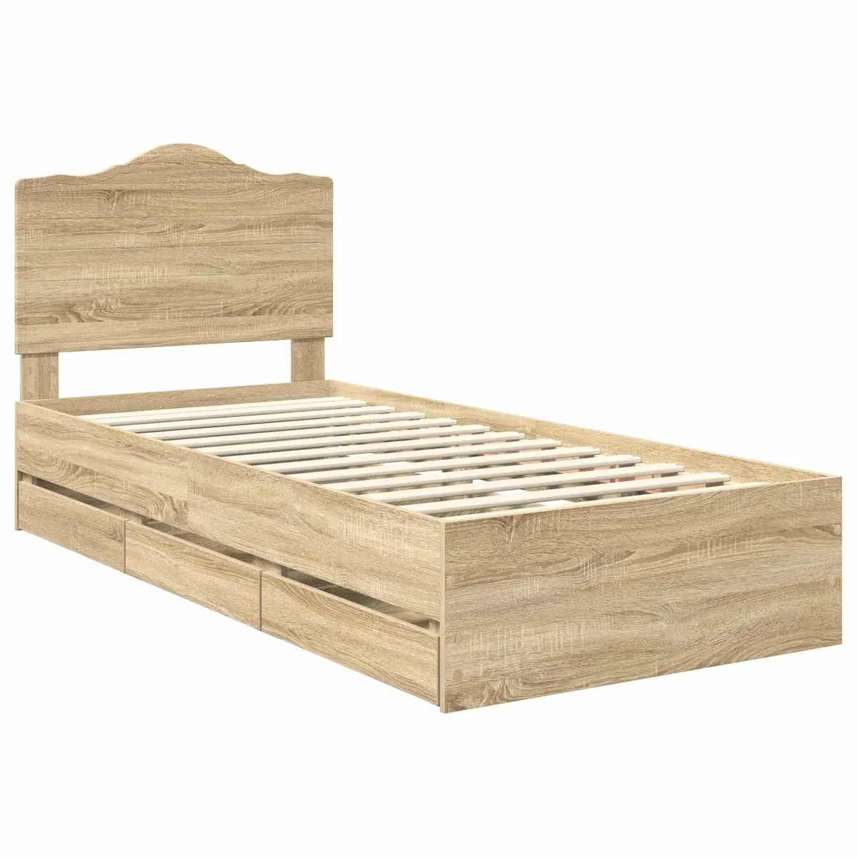 Bed Frame with Storage Drawer Modern Design Engineered Wood 90 x 190 cm Brown