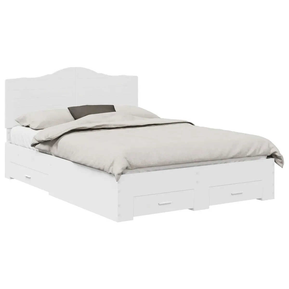 White Bed Frame with Headboard 150 x 200 cm