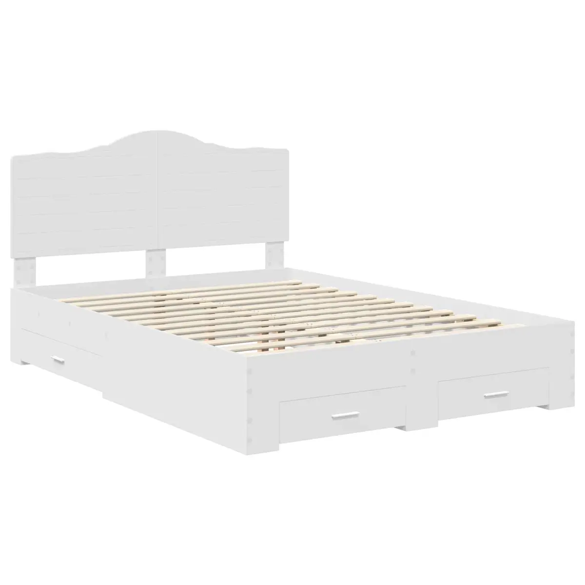 White Bed Frame with Headboard 150 x 200 cm