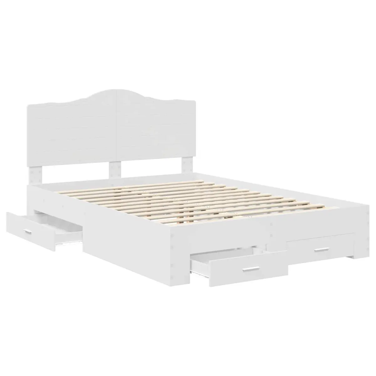 White Bed Frame with Headboard 150 x 200 cm