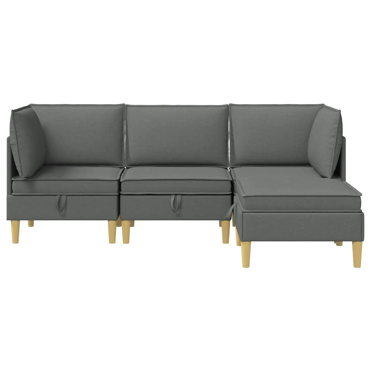 Modular Sofa Set 4 Pieces with Storage Grey Fabric Living Room Sectional