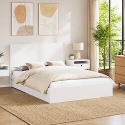 Bed Frame with Storage Compartments and Headboard White 150 x 200 cm Modern