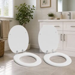 MDF Toilet Seat Soft Close, 44 x 38 cm, Pack of 2