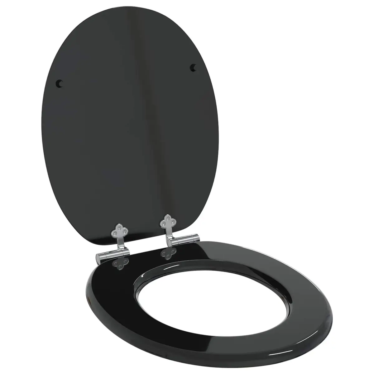 44x38cm Soft Close Toilet Seat in Black MDF with Bumpers