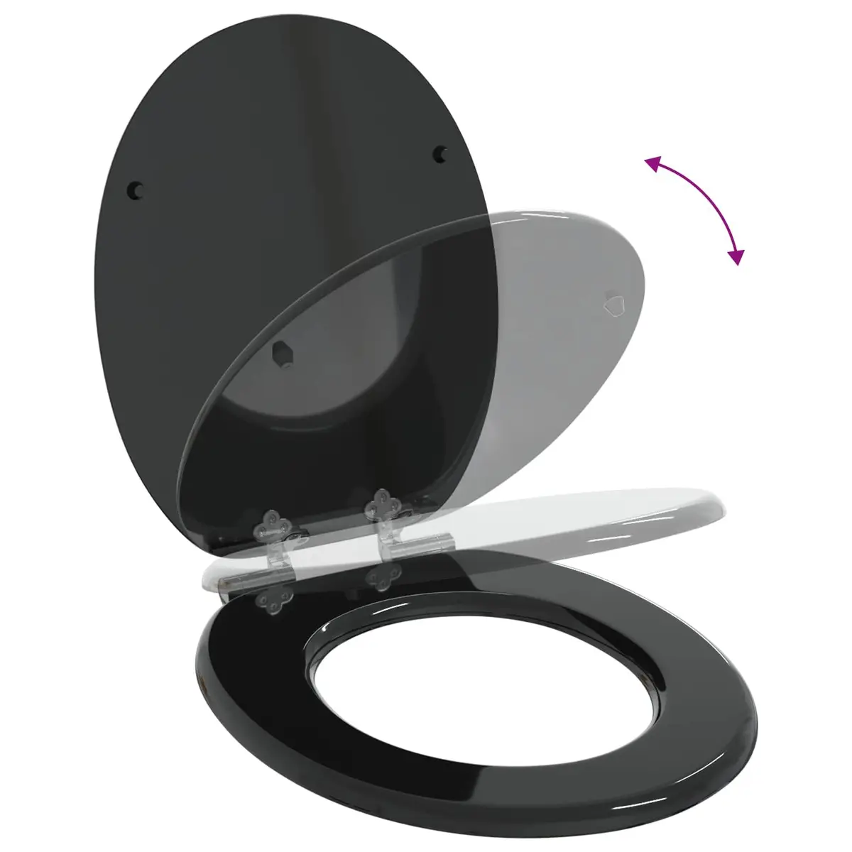 44x38cm Soft Close Toilet Seat in Black MDF with Bumpers