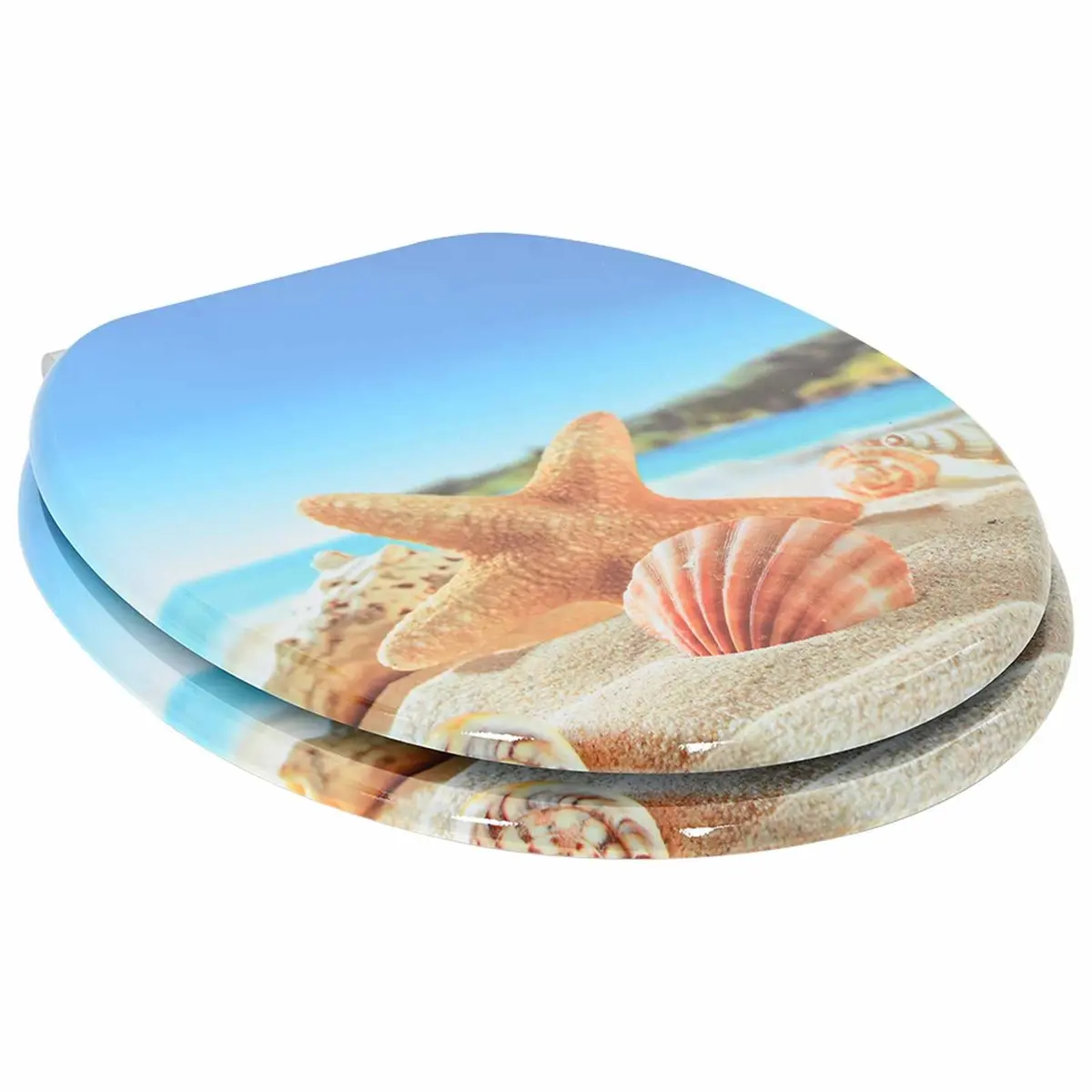 Soft-Close Toilet Seat Bathroom 44 x 38 cm MDF Board Blue