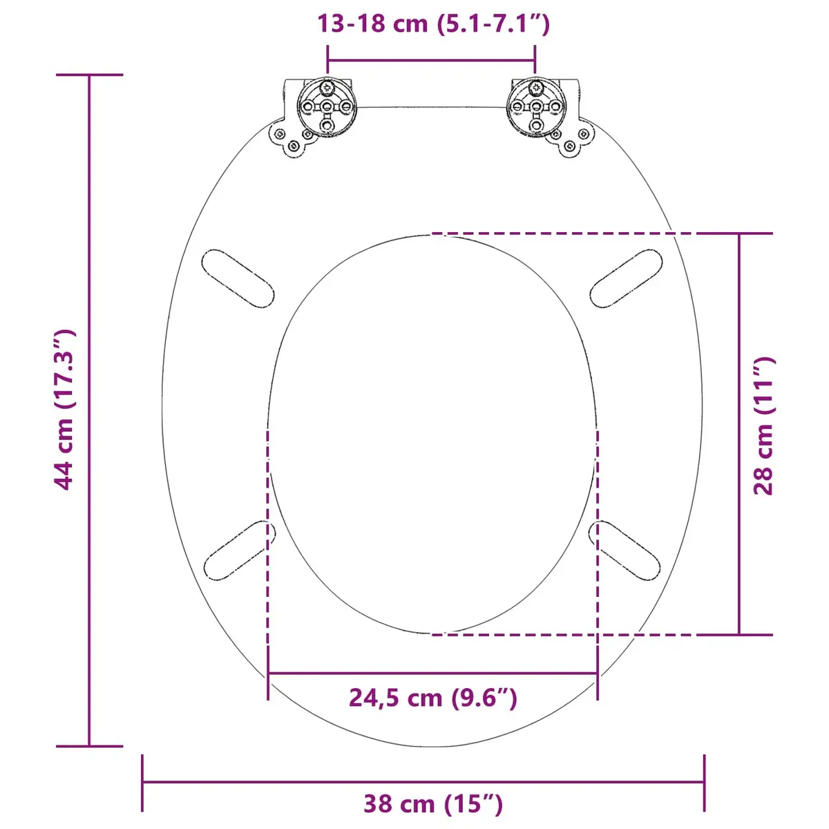 Soft-Close Toilet Seat Bathroom 44 x 38 cm MDF Board Blue