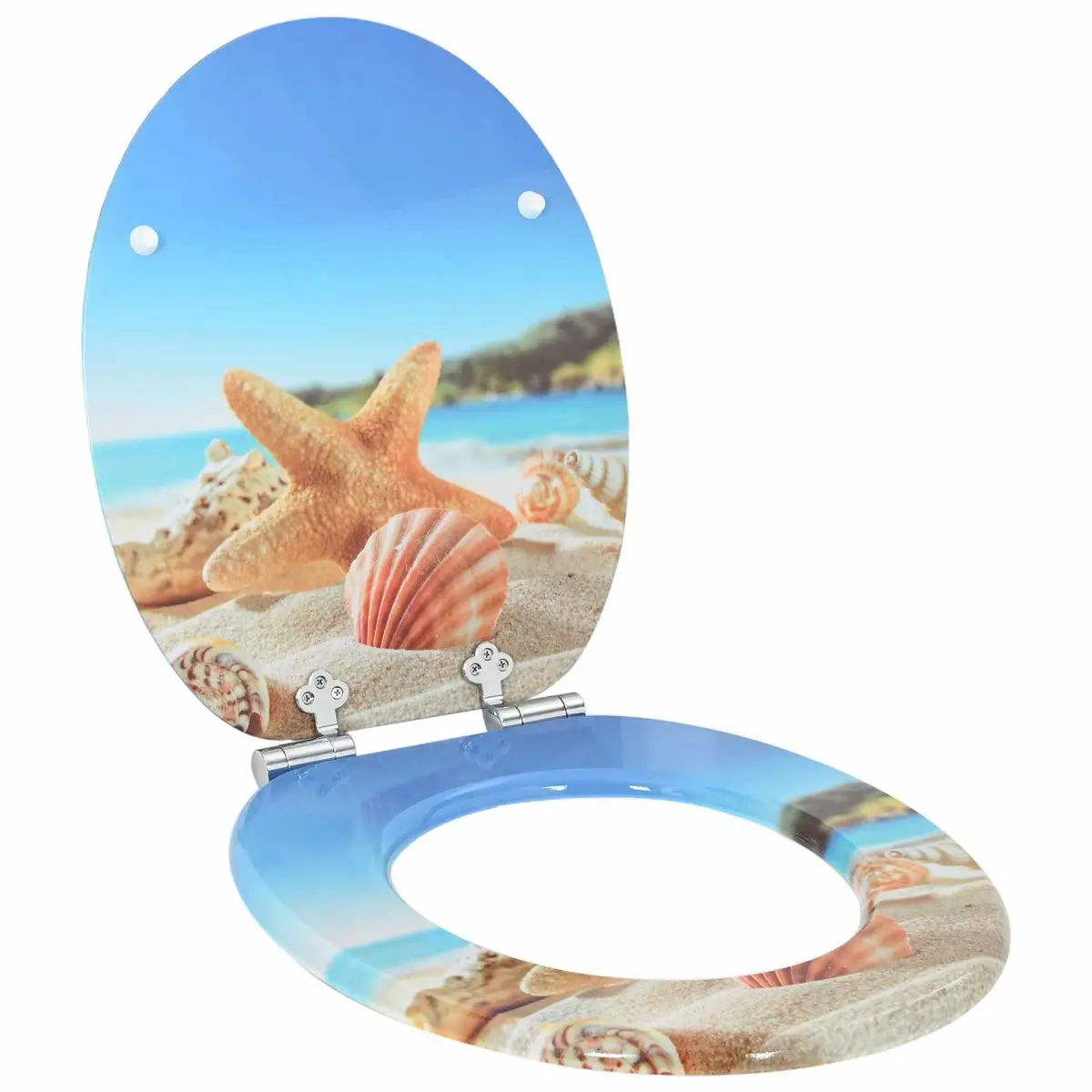 Soft-Close Toilet Seat Bathroom 44 x 38 cm MDF Board Blue