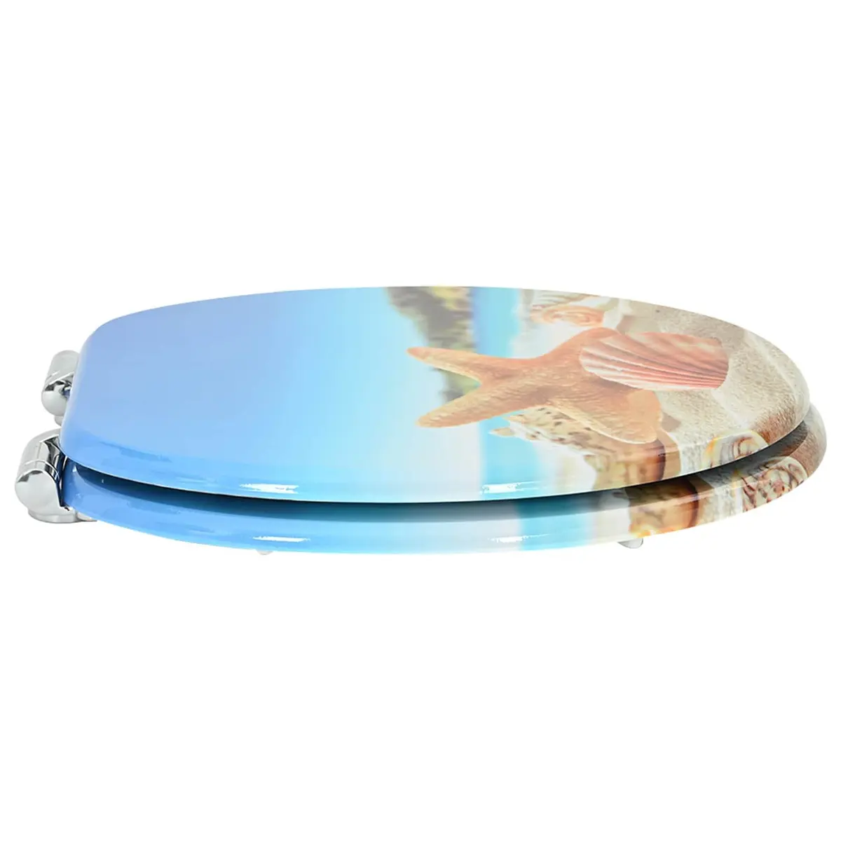 Soft-Close Toilet Seat Bathroom 44 x 38 cm MDF Board Blue