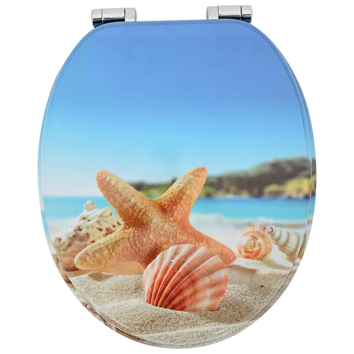Soft-Close Toilet Seat Bathroom 44 x 38 cm MDF Board Blue