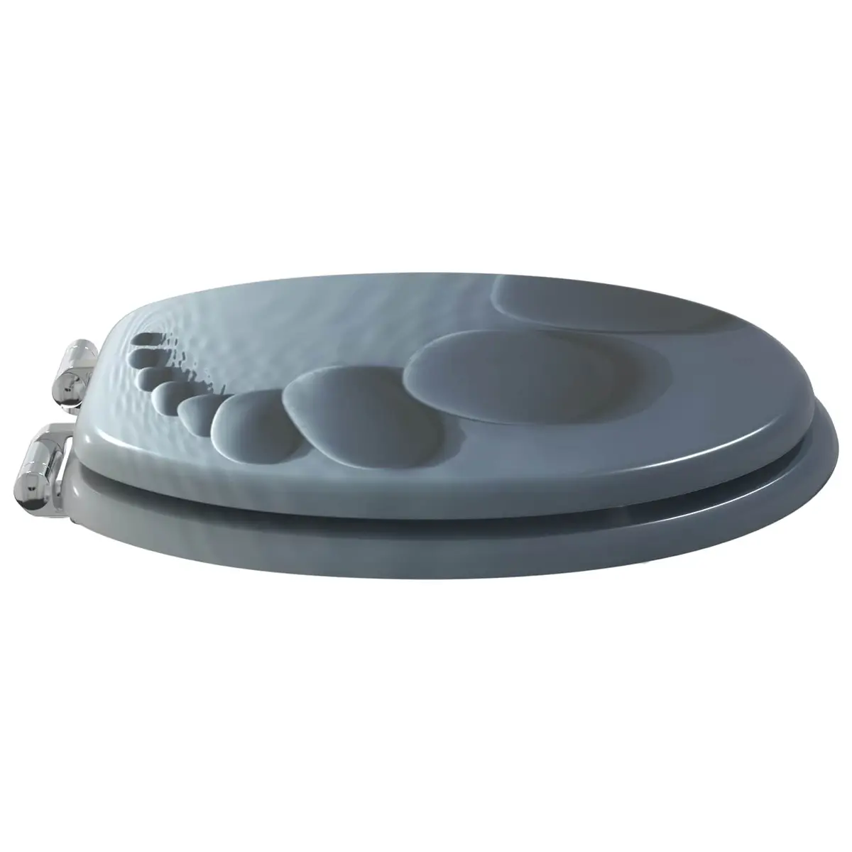 Toilet Seat Soft-Close Grey MDF Bathroom Fixture 44x38cm 2 Piece Standard Fit