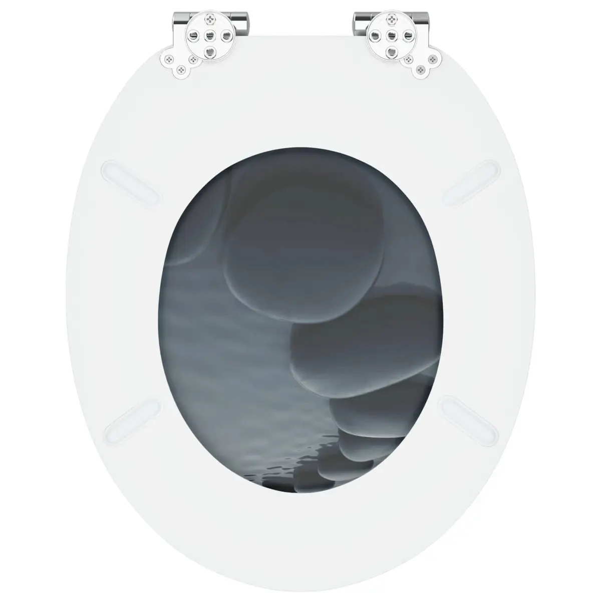 Toilet Seat Soft-Close Grey MDF Bathroom Fixture 44x38cm 2 Piece Standard Fit
