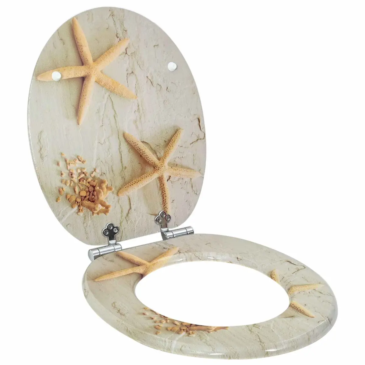 Soft-Close Toilet Seat for Bathroom 44 x 38 cm Yellow White 2 Pack