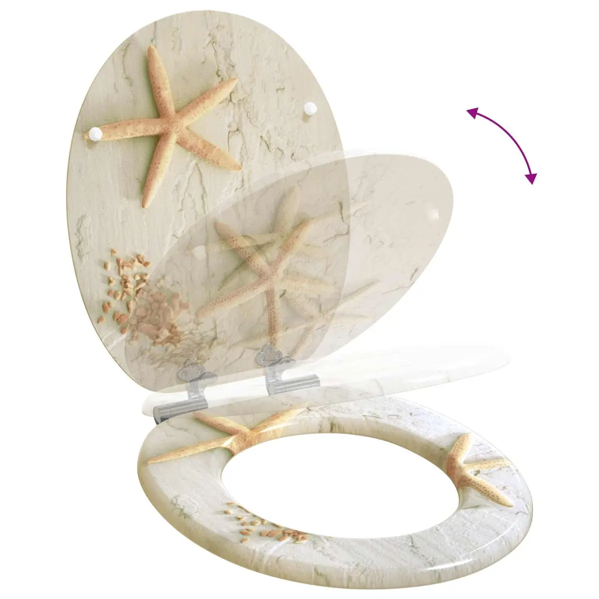 Soft-Close Toilet Seat for Bathroom 44 x 38 cm Yellow White 2 Pack