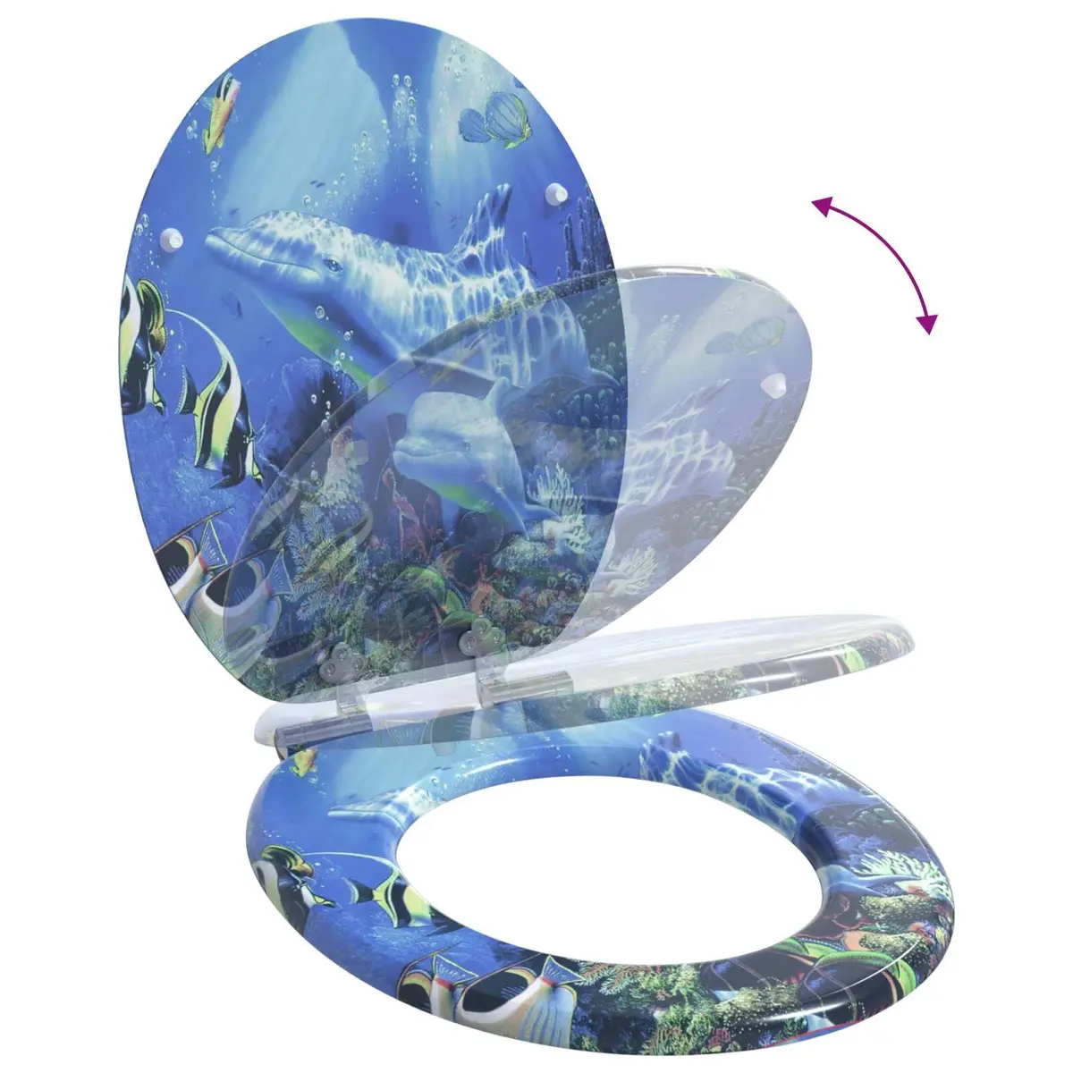 Soft-Close Toilet Seat Bathroom Fixture 44 x 38 cm Blue 2 Pack