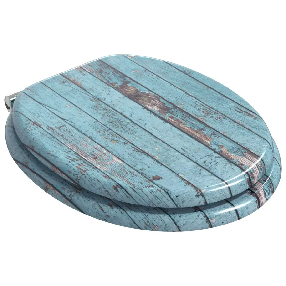 Soft-Close Toilet Seat Set for Bathroom 44 x 38 cm Blue MDF Board